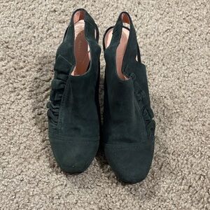 Nanette Lepore hunter green suede slingback heels featuring